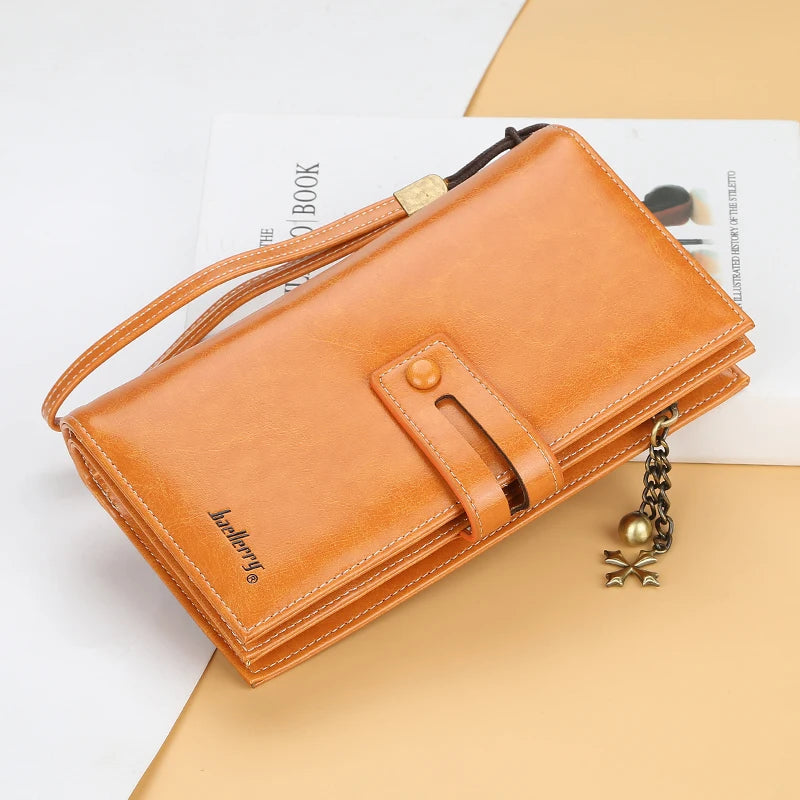 Women's Fashion Leather Wallet Bifold Zipper Wallet Multi-card Slot Purse Wristband Handbag Large Capacity Wallet Phone Bag