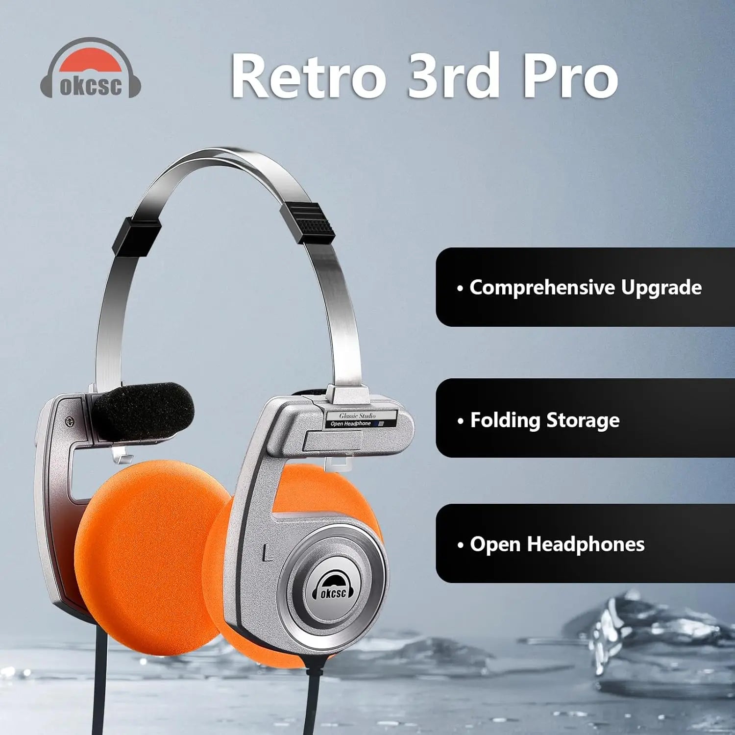 okcsc Retro 3rd Wireless Headphones Drive Open HIFI On-Ear Bluetooth Headphones Portable Lightweight Headsts with Microphone