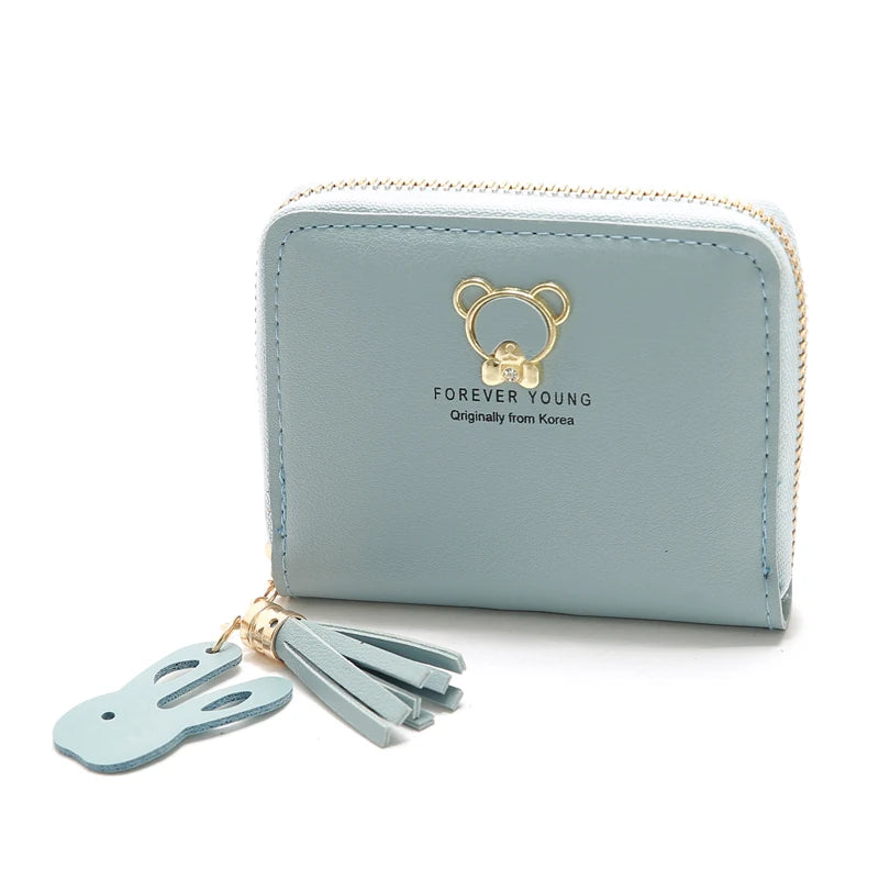 Women's leather Wallet Short Coin Purse Card Holder Small Ladies Wallet Female Hasp Mini Clutch Fashionable bear design wallet