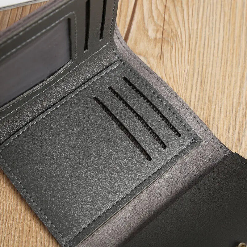 Women's Short PU Leather Wallet Tri-fold ID Credit Card Holder Clutch Money Cash Clip Purse With ID Window Small Handbag Gifts