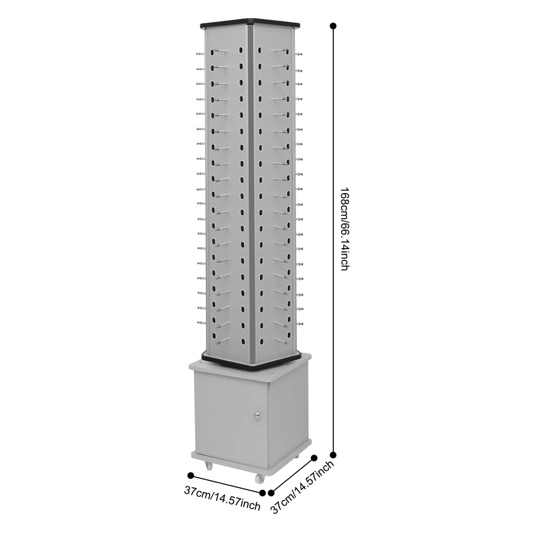 Rotating Glasses Display Stand – Silver Floor Stand with Aluminum-Plastic Plate for Sunglasses and Eyewear