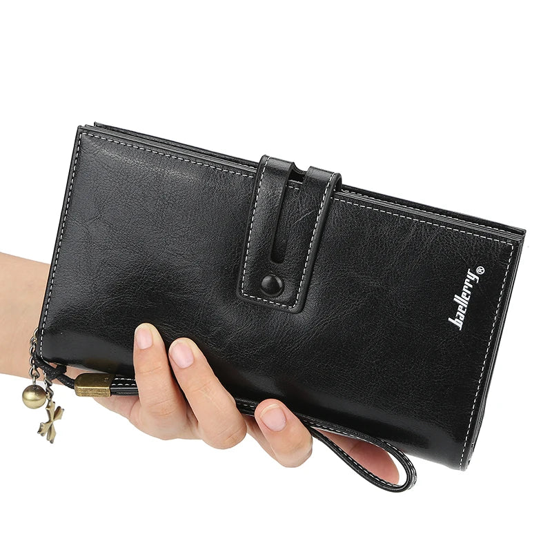 Women's Fashion Leather Wallet Bifold Zipper Wallet Multi-card Slot Purse Wristband Handbag Large Capacity Wallet Phone Bag
