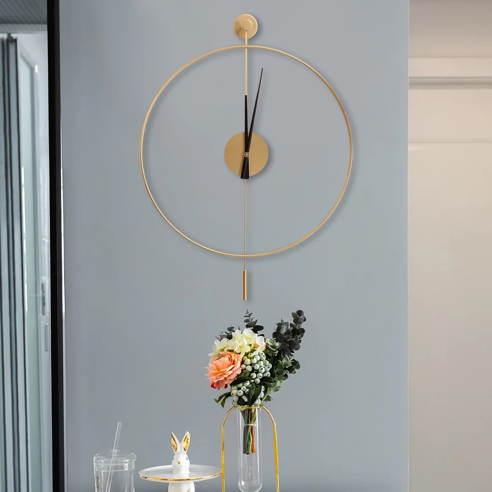 Swing Wall Clock Modern Design Silent Quartz Movement Elegant Great Gift Living Room Decor Dial Without Number Easy to Install: